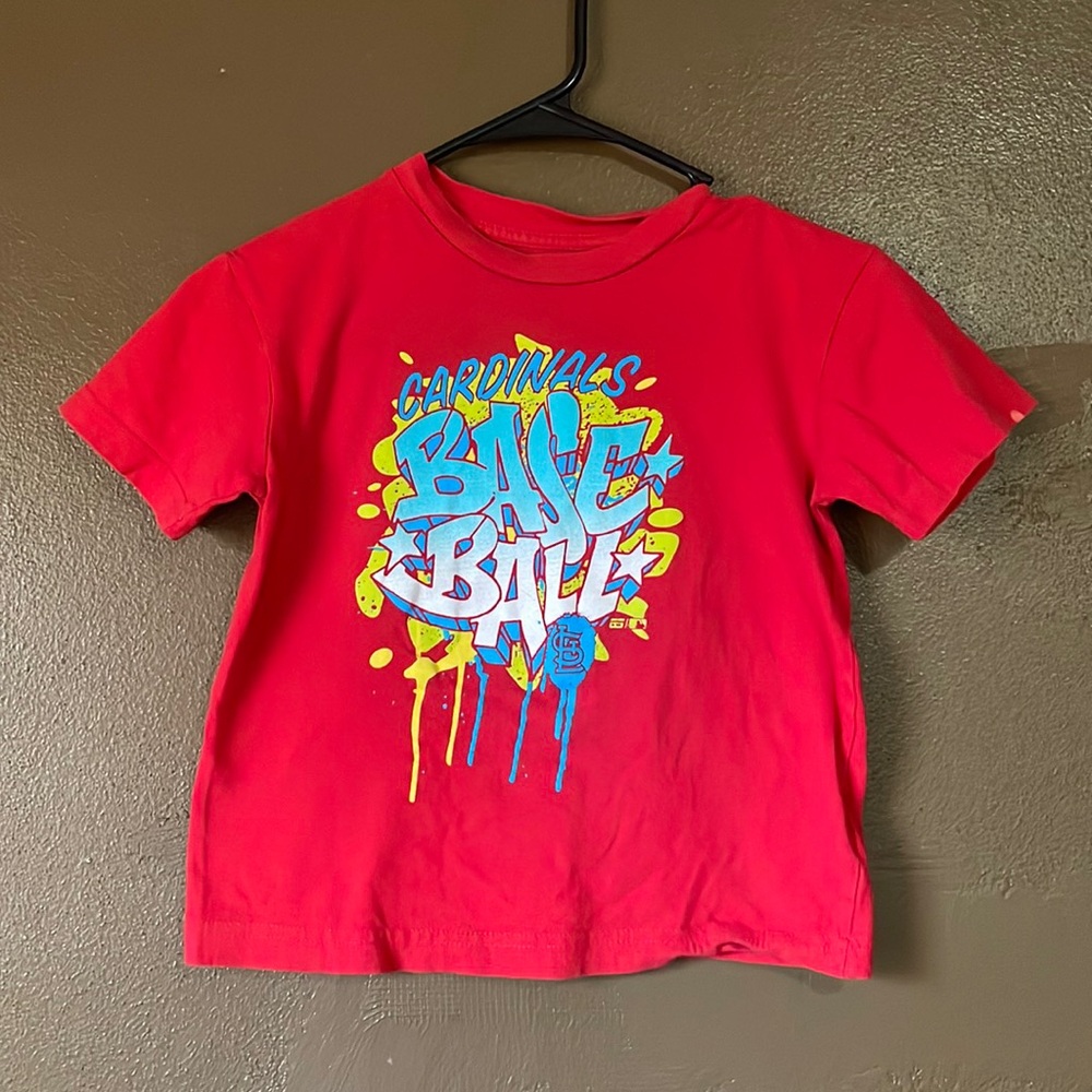 MLB St. Louis Cardinals Baseball Red Graffiti Style Graphic Tee / Boys Medium